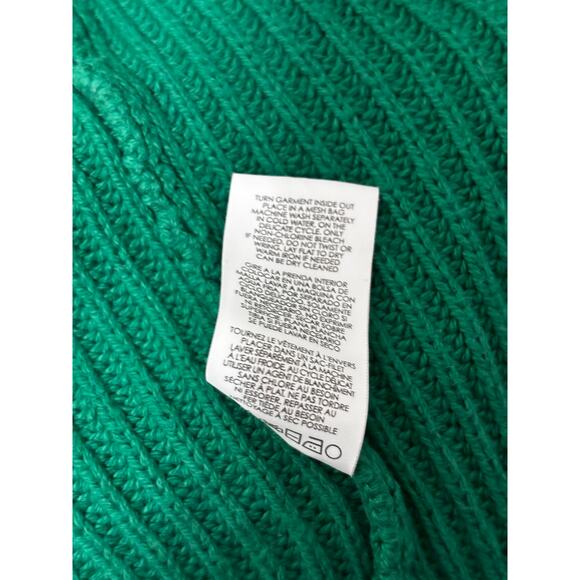 CABI Green Chunky Knit Button Up Balloon Sleeve Sweater Size L - Picture 7 of 7